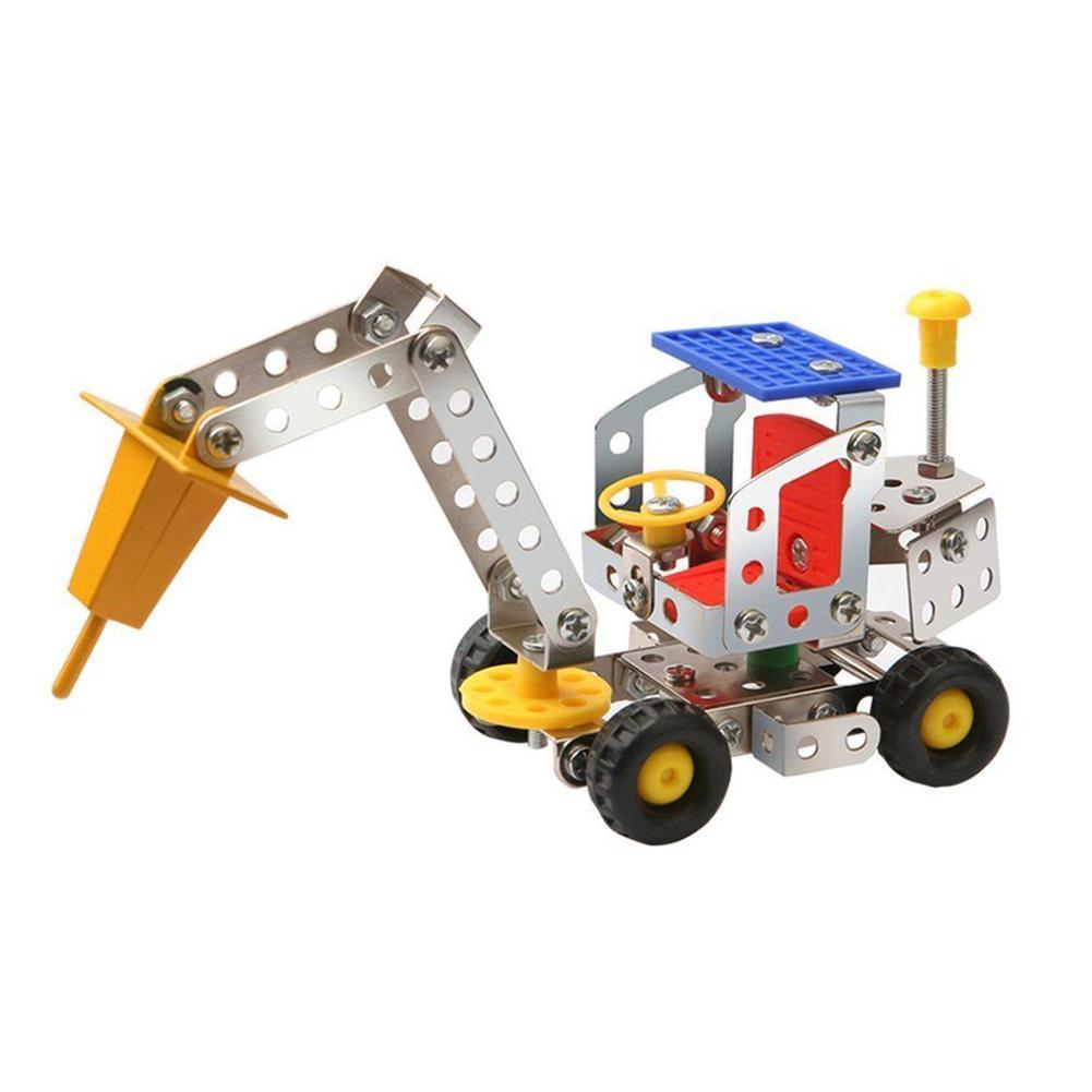 Metal DIY Kid Toy Assembly Model Kit Building Blocks Construction Vehicle For Kids Birthday Gift Car Collection-ebowsos