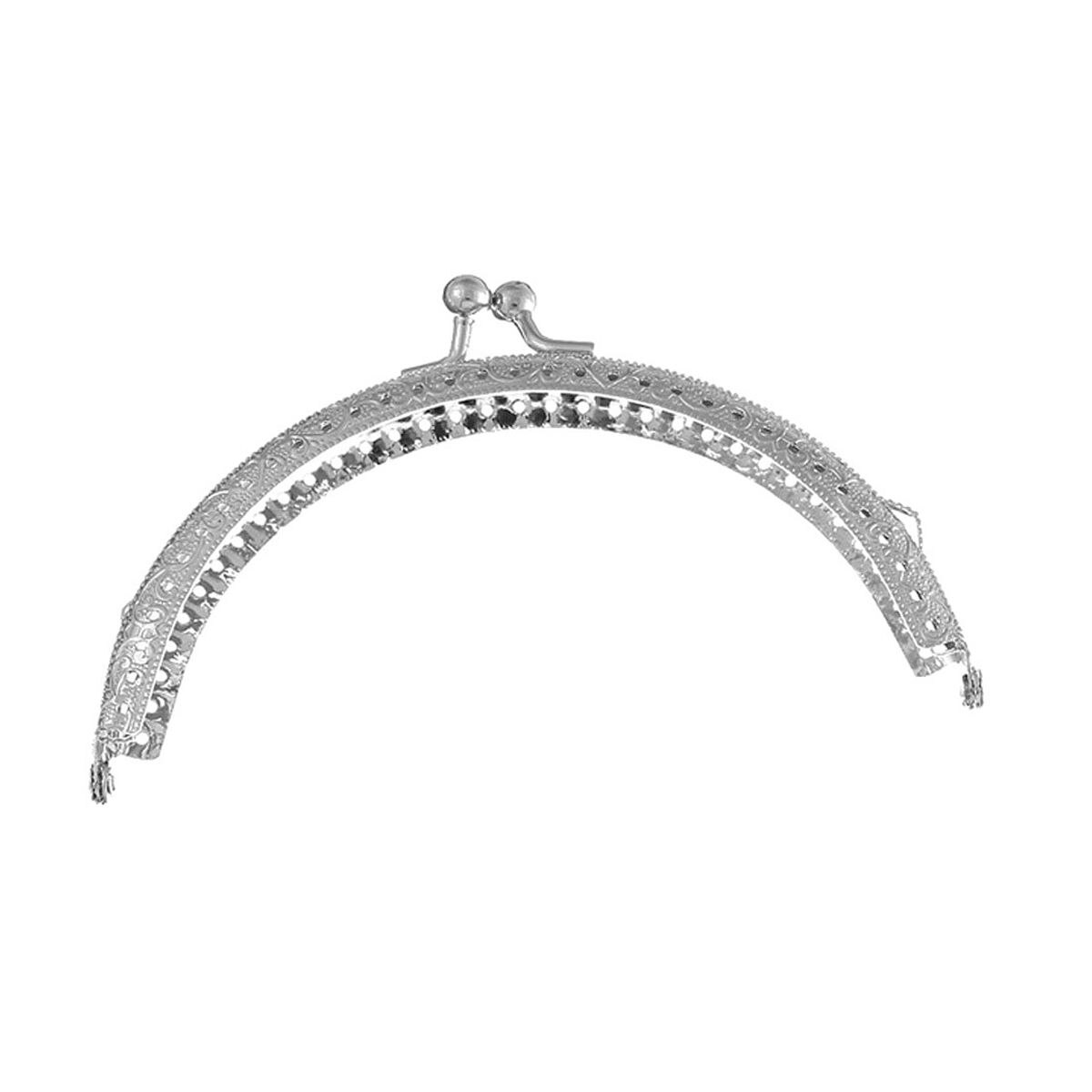 Metal Frame Kiss Clasp Lock Arch For Purse Bag Silver Tone 1pc Approx: 12.6cm x7.7cm(5inch x3inch) - ebowsos