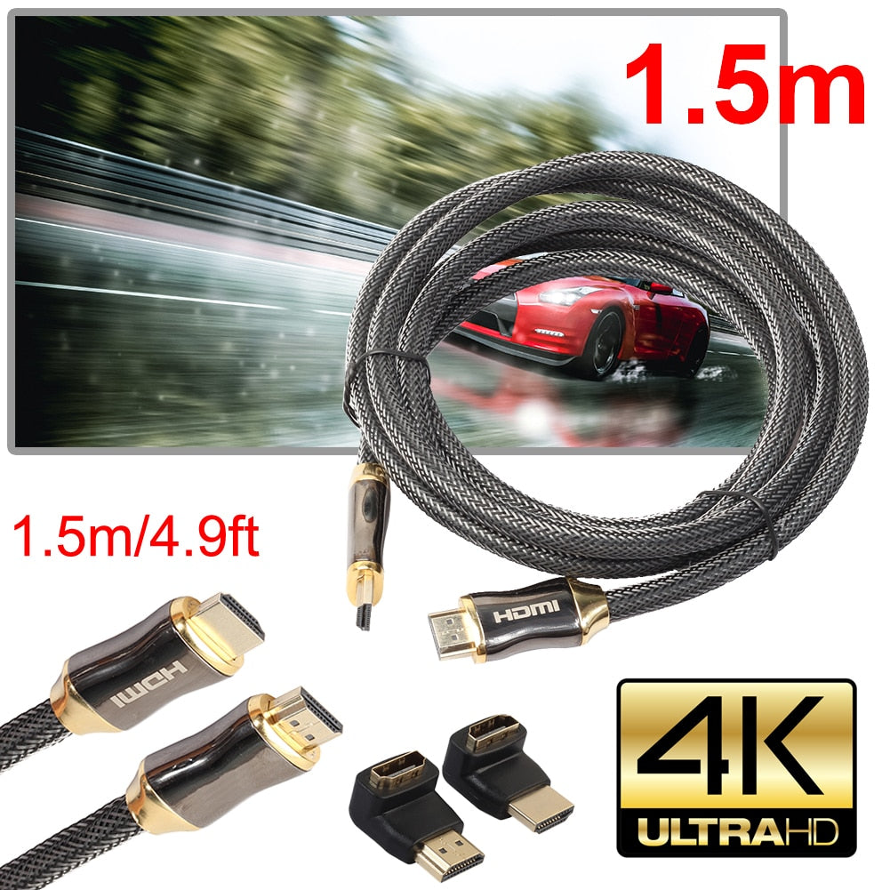 Metal HD HDMI Cable V2.0 + Ethernet HDTV 2160p 4K 3D+90 270 Degree Adapter Full Metal Hoods Gold Plated Connectors for Sony PS4 - ebowsos