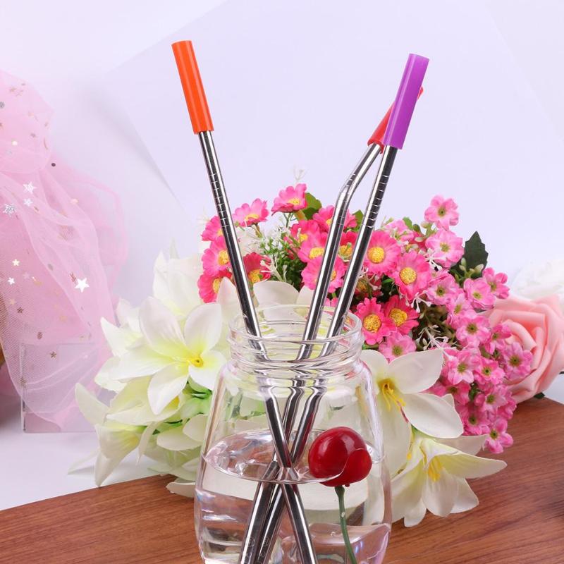 Metal Straw Stainless Steel Drinking Straw Reusable Silicone Cover Straw Teeth Care Bar Accessories - ebowsos