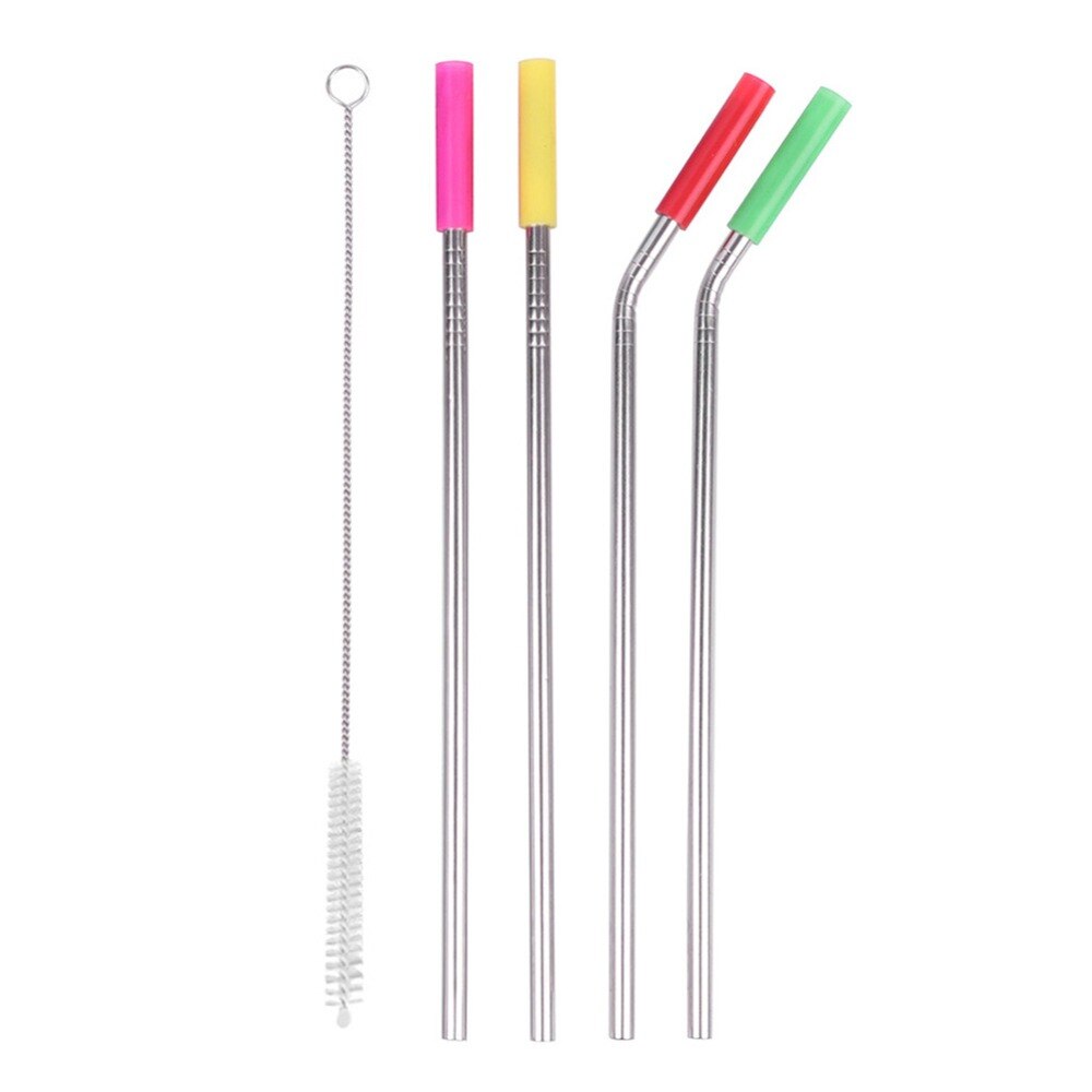 Metal Straw Stainless Steel Drinking Straw Reusable Silicone Cover Straw Teeth Care Bar Accessories - ebowsos