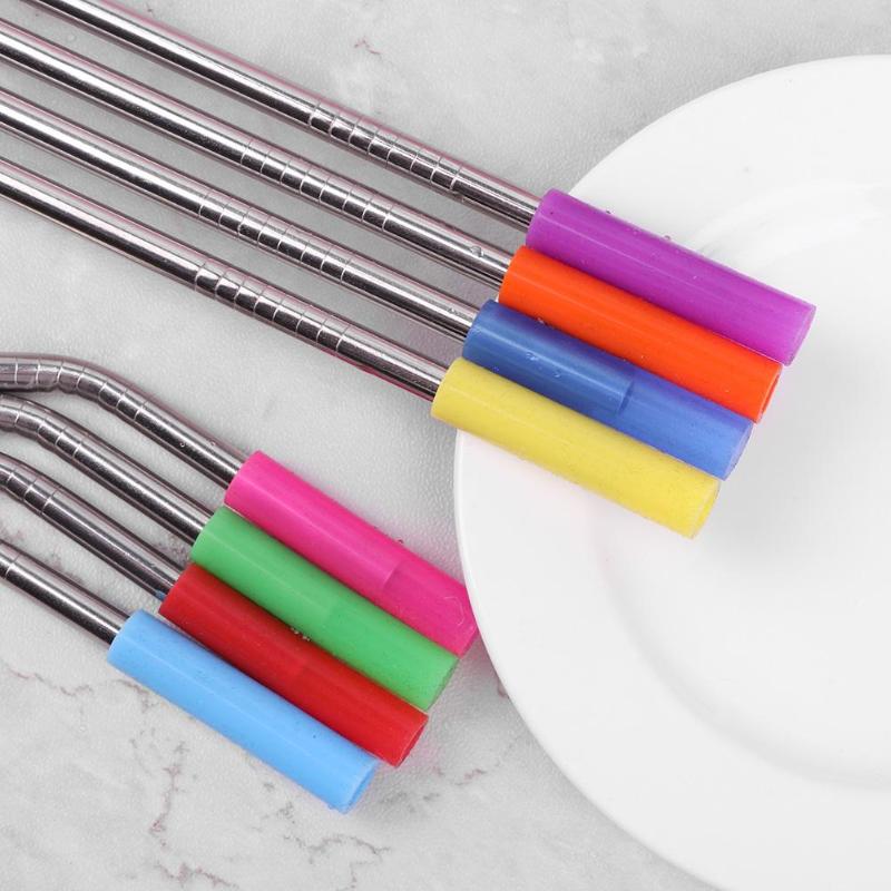 Metal Straw Stainless Steel Drinking Straw Reusable Silicone Cover Straw Teeth Care Bar Accessories - ebowsos