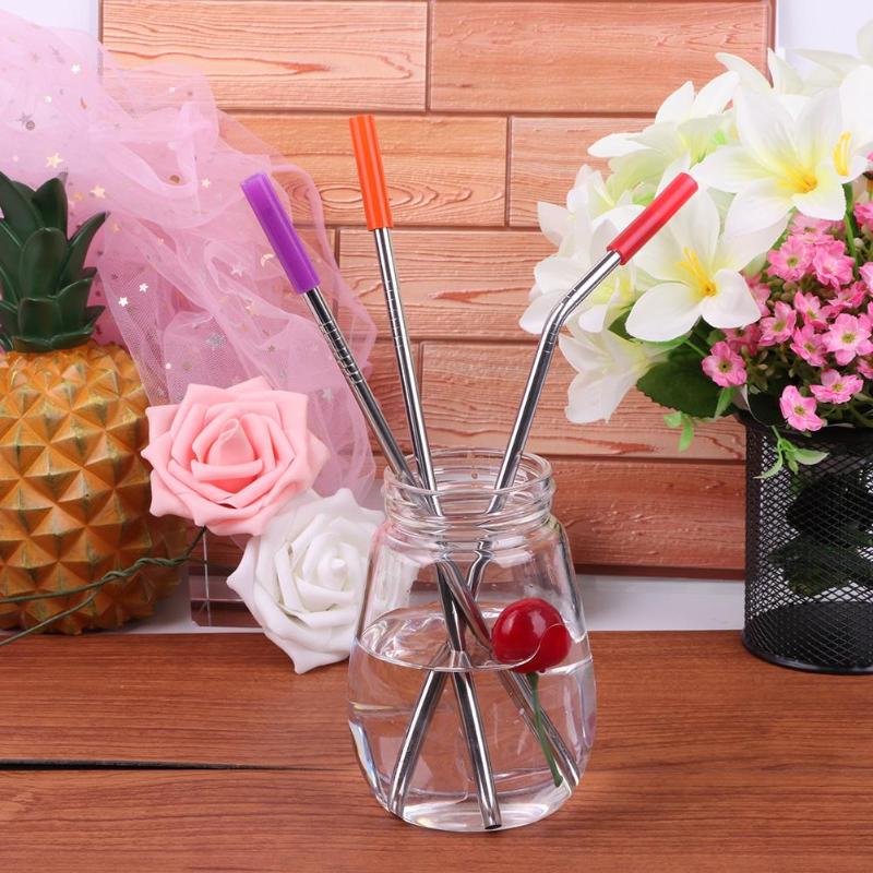 Metal Straw Stainless Steel Drinking Straw Reusable Silicone Cover Straw Teeth Care Bar Accessories - ebowsos