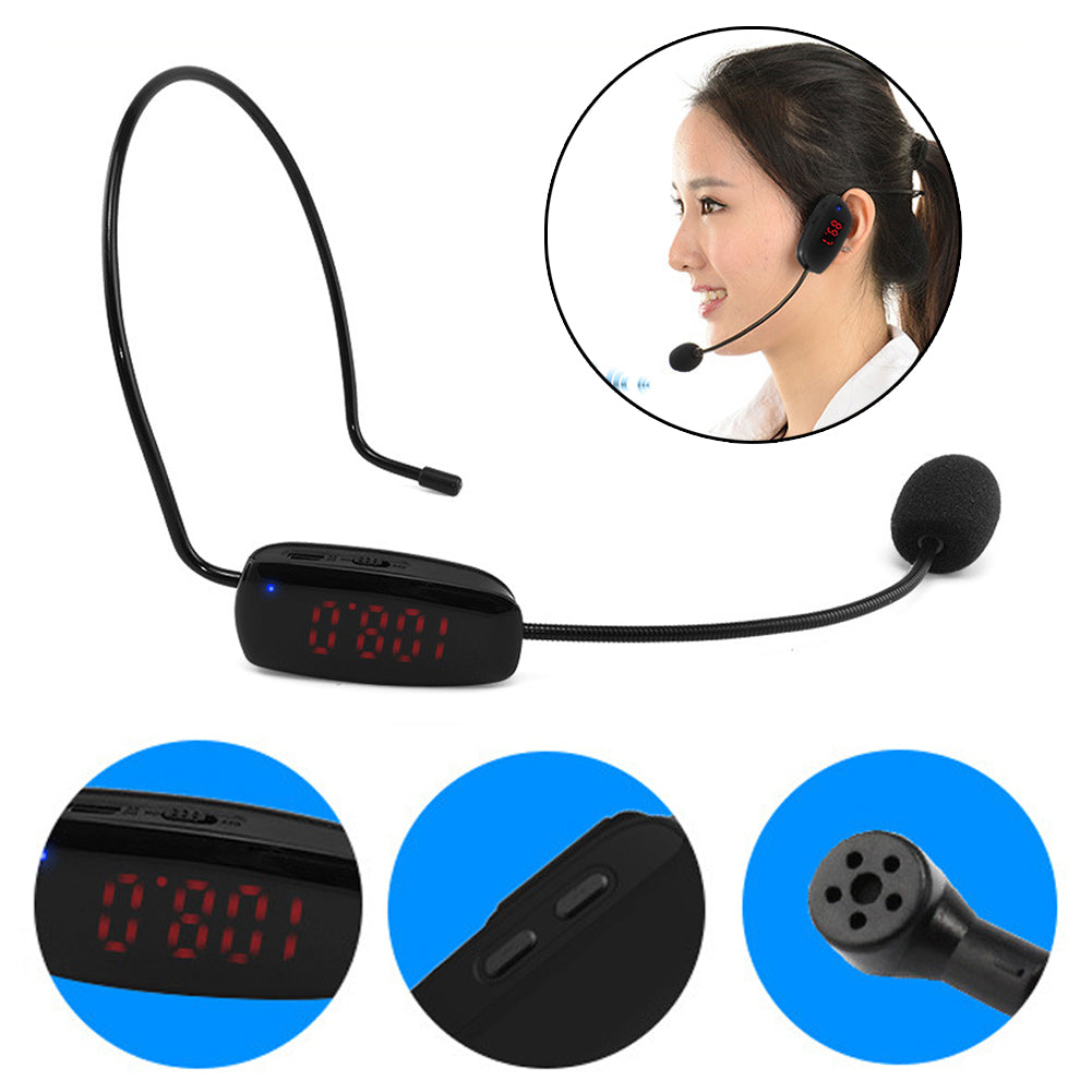 Microphone Headset Radio FM Wireless Headset Microphone Handsfree Megaphone Mic for Teaching Conference Guide Studio Promotion - ebowsos