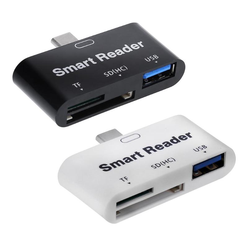 Mini 3 in 1 Type-C USB 3.0 OTG SD/TF Extender Card Smart Cardreader Adapter High Speed Type C Memory Card Reader - ebowsos