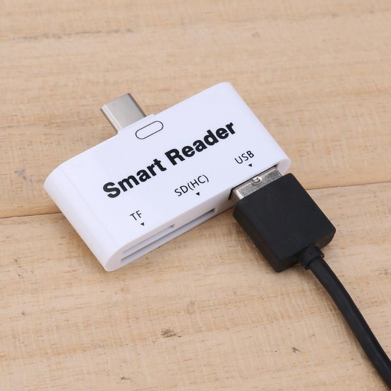 Mini 3 in 1 Type-C USB 3.0 OTG SD/TF Extender Card Smart Cardreader Adapter High Speed Type C Memory Card Reader - ebowsos