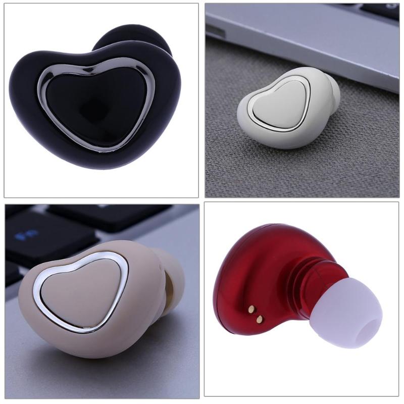 Mini Bluetooth Wireless Earphone Sports In Ear Heart Shape Earbuds Earpiece Small Earphones Headset with Charging Storage Box - ebowsos