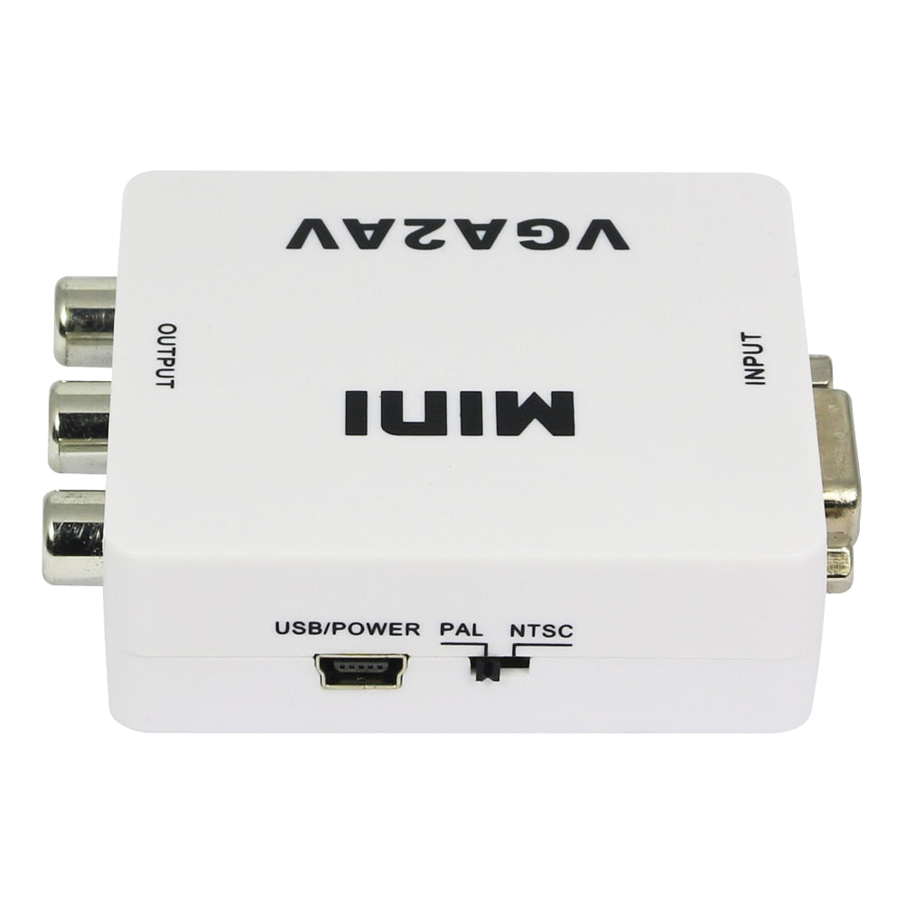 Mini Composite Video HDMI to VGA Converter AV S-Video RCA to PC Laptop VGA TV Connector Adapter With USB Calbe - ebowsos