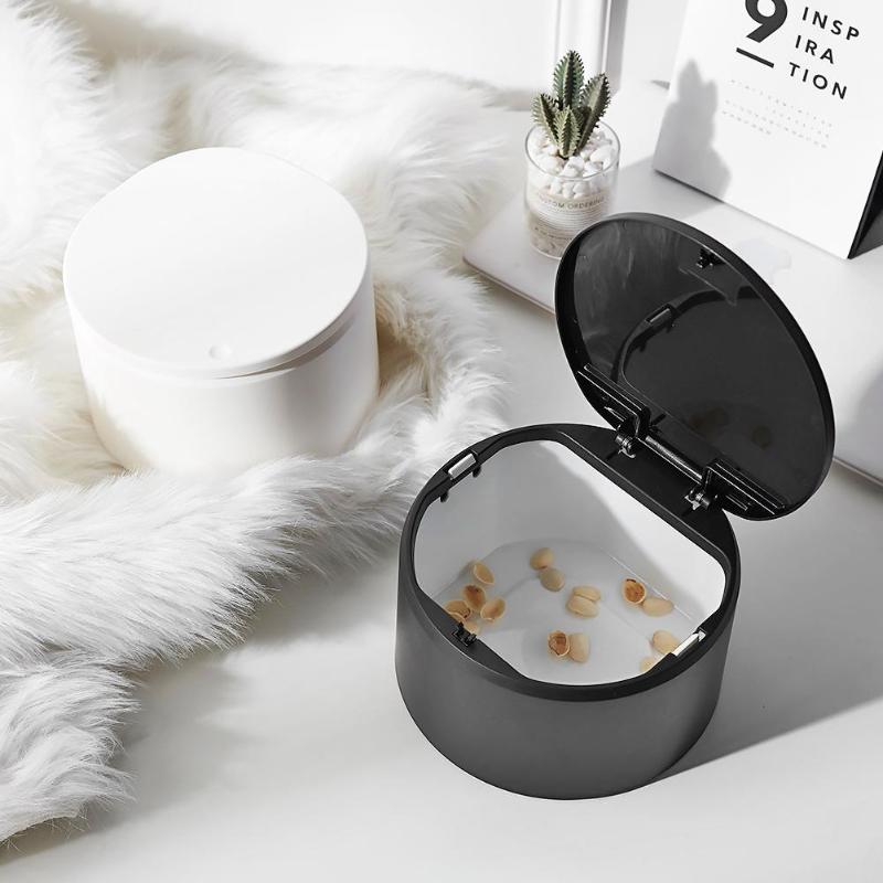 Mini Double-layer Waste Bins Multi-function Desktop Pressure Capped Trash box Can Kitchen Office Garbage Storage Bucket 1piece - ebowsos