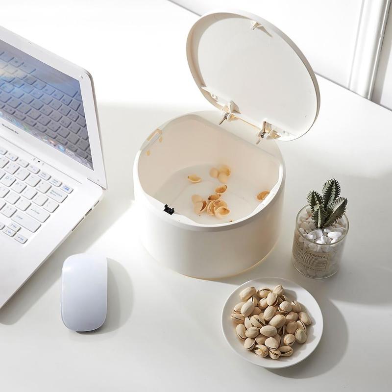 Mini Double-layer Waste Bins Multi-function Desktop Pressure Capped Trash box Can Kitchen Office Garbage Storage Bucket 1piece - ebowsos