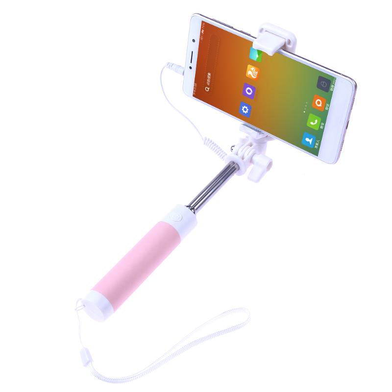 Mini Foldable Selfie Stick Monopod Tripod for Phone Selfie Stick with Mirror Pink for IOS Android Smartphone - ebowsos