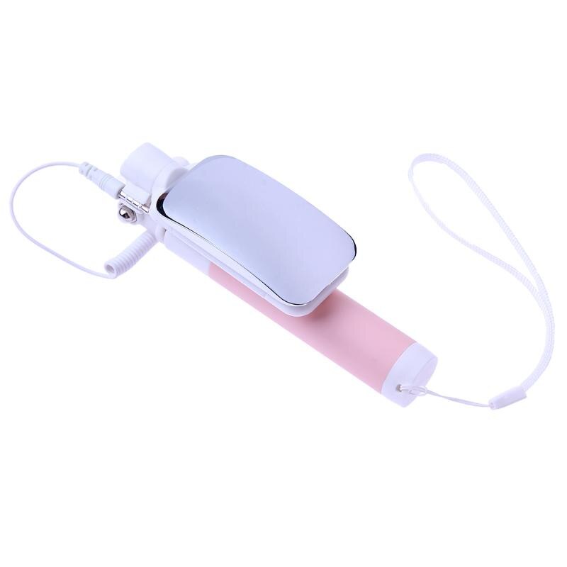 Mini Foldable Selfie Stick Monopod Tripod for Phone Selfie Stick with Mirror Pink for IOS Android Smartphone - ebowsos