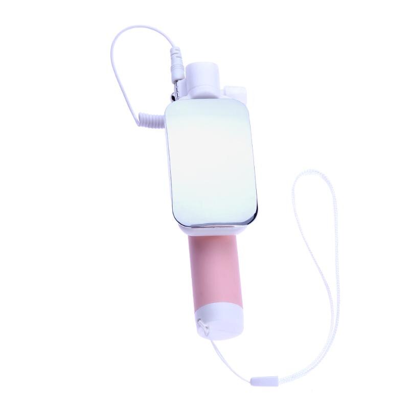 Mini Foldable Selfie Stick Monopod Tripod for Phone Selfie Stick with Mirror Pink for IOS Android Smartphone - ebowsos