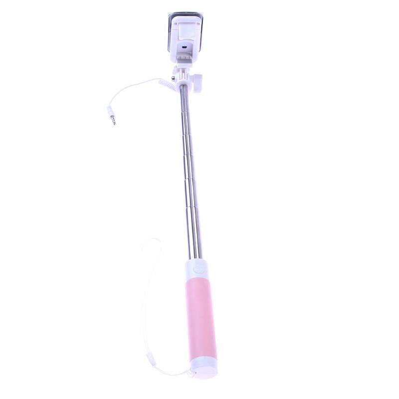 Mini Foldable Selfie Stick Monopod Tripod for Phone Selfie Stick with Mirror Pink for IOS Android Smartphone - ebowsos