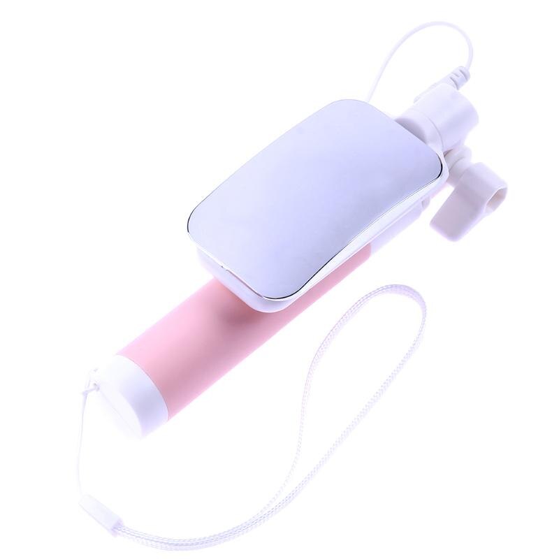 Mini Foldable Selfie Stick Monopod Tripod for Phone Selfie Stick with Mirror Pink for IOS Android Smartphone - ebowsos