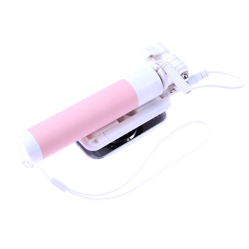 Mini Foldable Selfie Stick Monopod Tripod for Phone Selfie Stick with Mirror Pink for IOS Android Smartphone - ebowsos