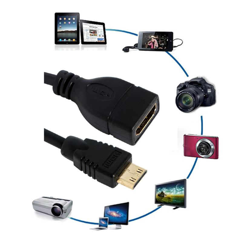 Mini HDMI Male to HDMI Female Converter Adapter Extension Cable Cord Wire Line Connector 1.4 1080P HDMI to HDMI adaptor - ebowsos