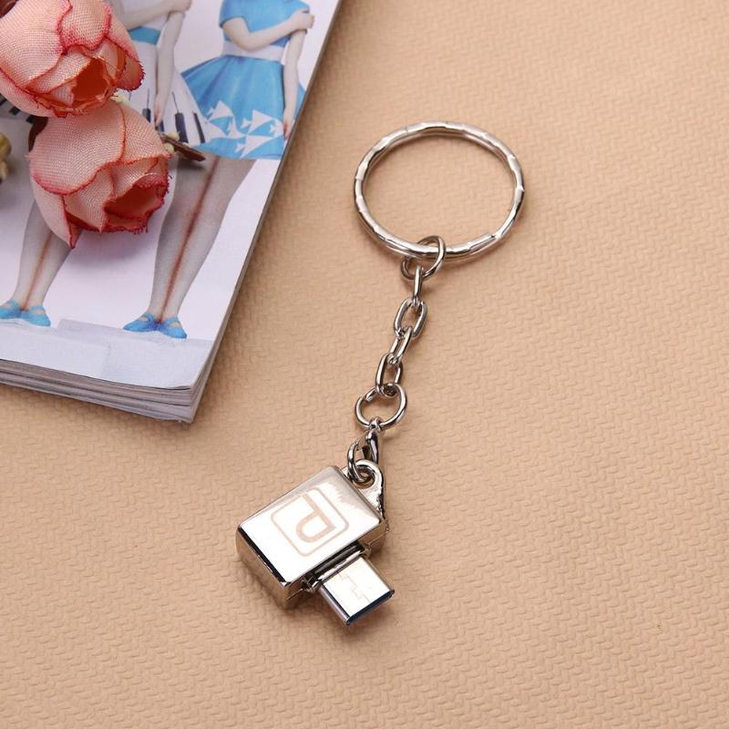 Mini Key Ring Type Metal Case USB2.0 Female to Type-C Male Port Converter - ebowsos