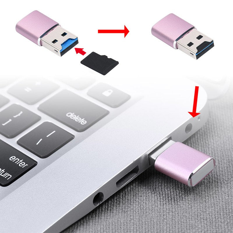 Mini Multifunction Card Reader USB3.0 Port High Speed Aluminum Alloy SDXC/TF Card Reader for Desktop Notebook PC - ebowsos