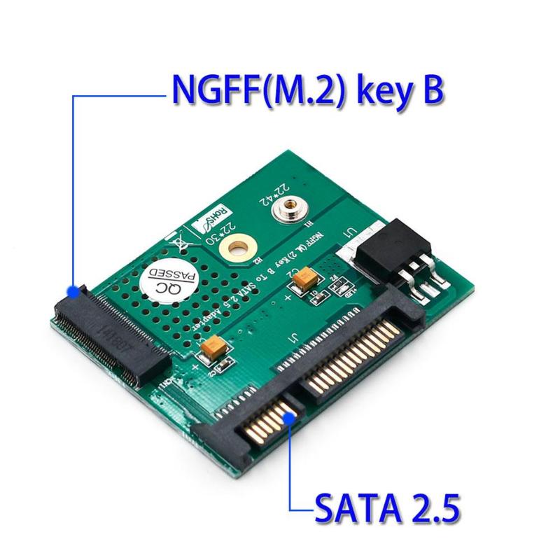 Mini NGFF M.2 Key B SSD to SATA 2.5 Inch Adapter Converter Card Module Board for Desktop PCB Adapter Supports NGFF(M.2) Key B - ebowsos