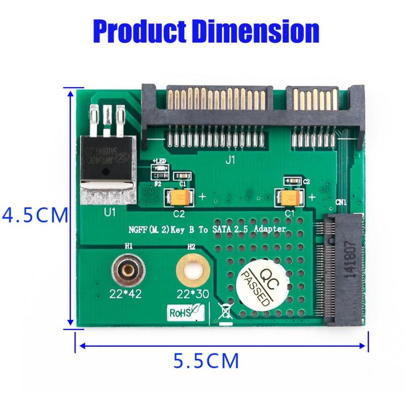 Mini NGFF M.2 Key B SSD to SATA 2.5 Inch Adapter Converter Card Module Board for Desktop PCB Adapter Supports NGFF(M.2) Key B - ebowsos