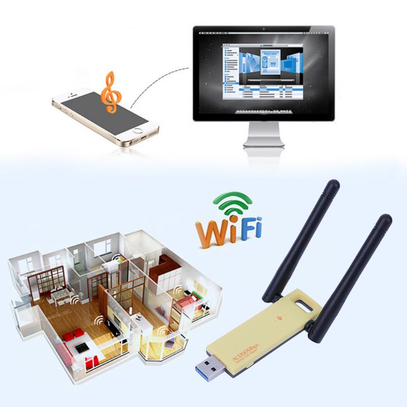 Mini Network Card 1200M 2.4G 5G Dual Band Wi-Fi Receiver Adapter Card with 2 Antenna IEEE 802.11a/b/g/n/x/e/i/ac Standard - ebowsos