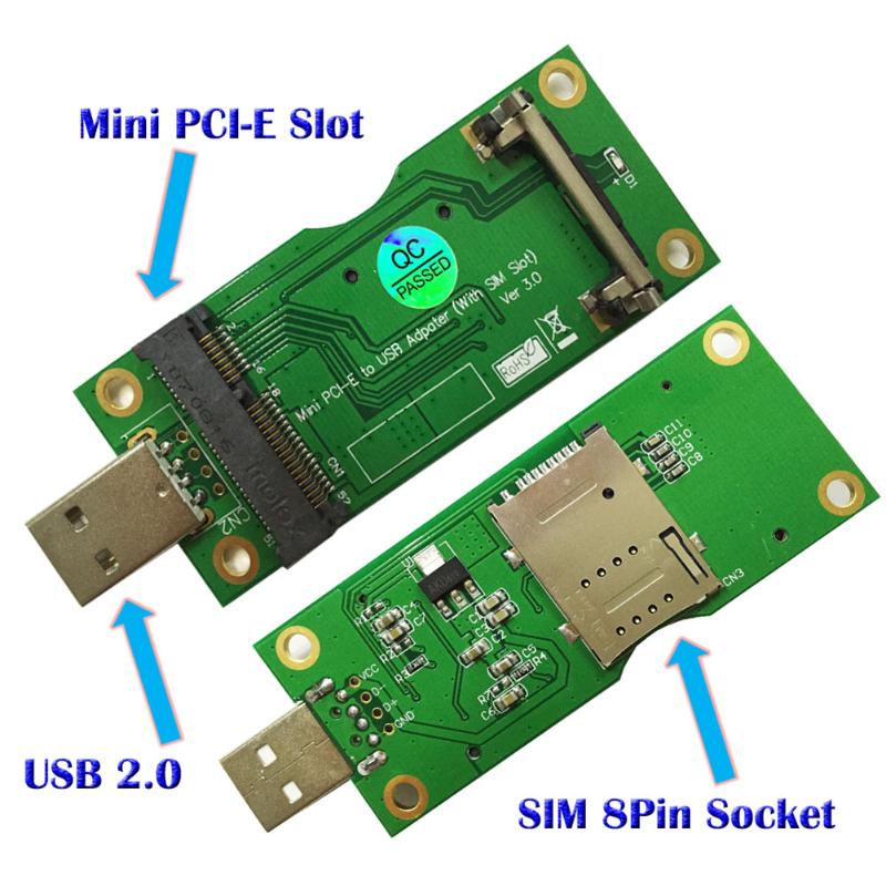 Mini PCI-E to USB Adapter with SIM 8Pin Card Slot for WWAN/LTE Module Support SIM 6pin/8pin Card Connector - ebowsos