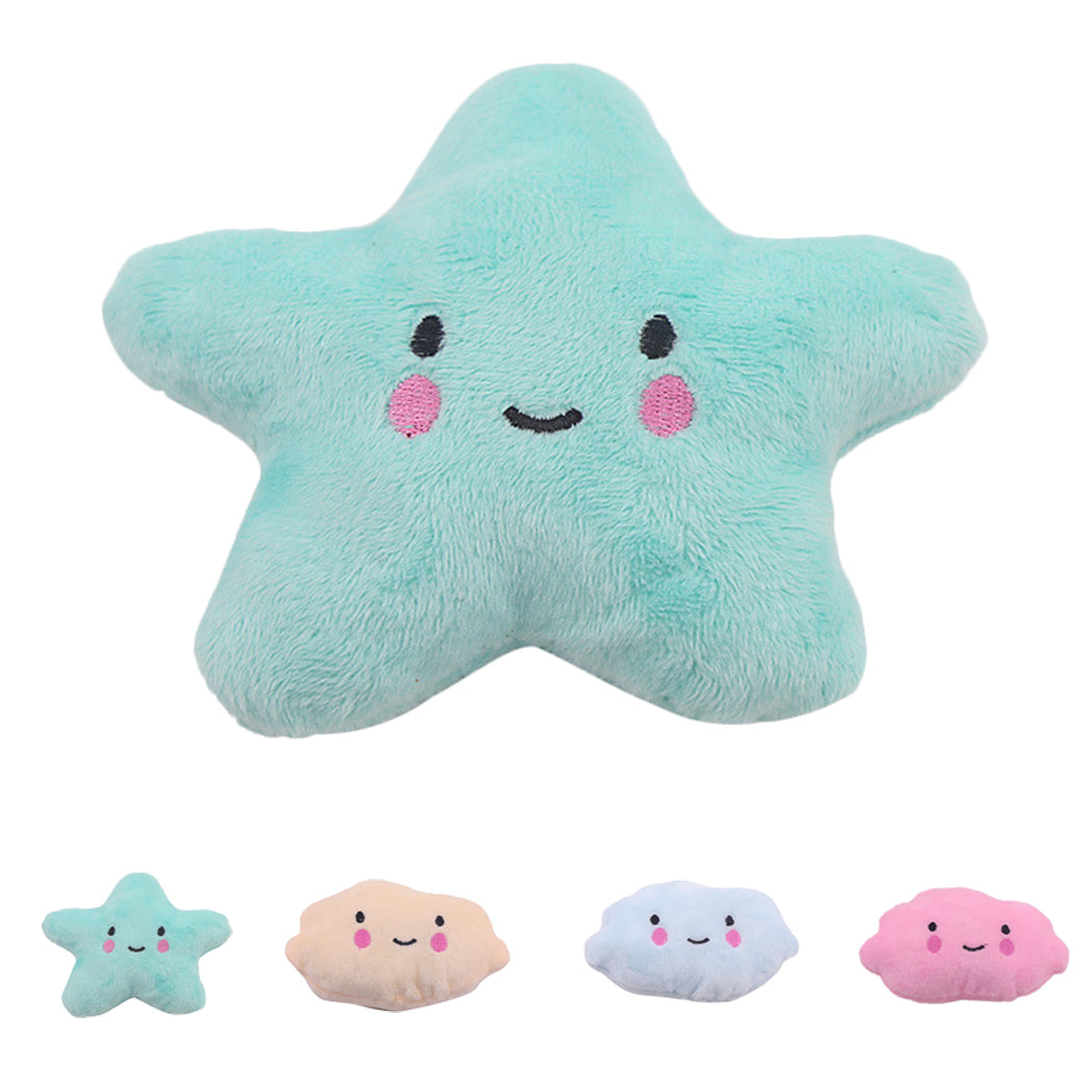 Mini Pet Plush Toy Funny Pet Chew Toy Cartoon Star Cloud Shaped Pet Squeaky Toy Pet Sound Toy For Dogs Pet Supplies Dropshipping-ebowsos