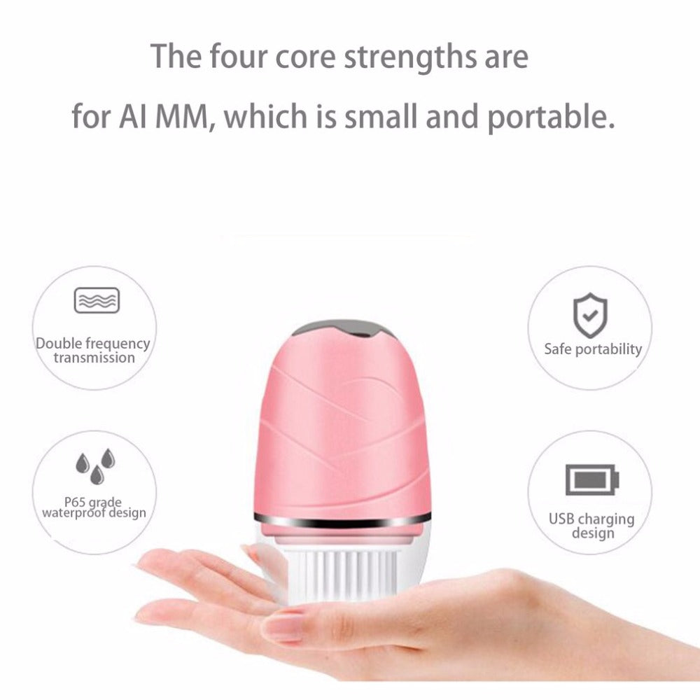 Mini Portable Electric Rotary FaceCleasing Washing Brush Cleanser USB Rechargeable Waterproof Soft Facial Beauty Instrument - ebowsos