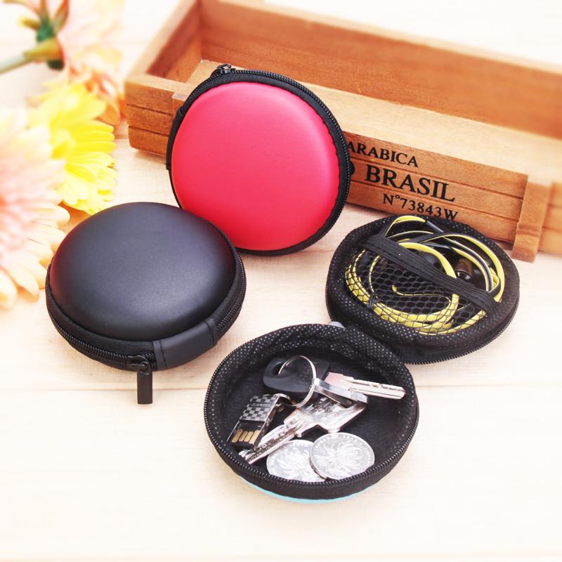 Mini Round EVA Case Headset Bluetooth Earphone Cable Storage Box Container Cable Earbuds Pouch Bag Holder 80 X 80 X 30 mm New - ebowsos