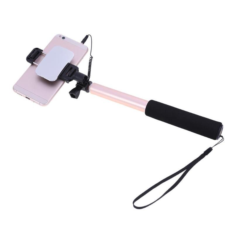 Mini Selfie Stick With Button Wired Monopod Control Self Universal For iPhone 6 Android Samsung Huawei Xiaomi Sticks With Mirror - ebowsos