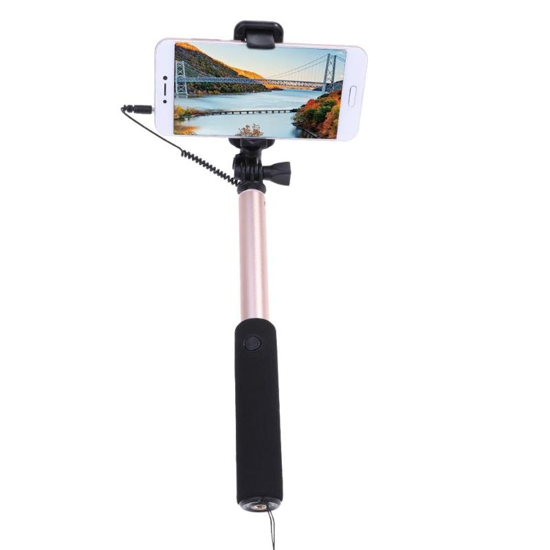 Mini Selfie Stick With Button Wired Monopod Control Self Universal For iPhone 6 Android Samsung Huawei Xiaomi Sticks With Mirror - ebowsos
