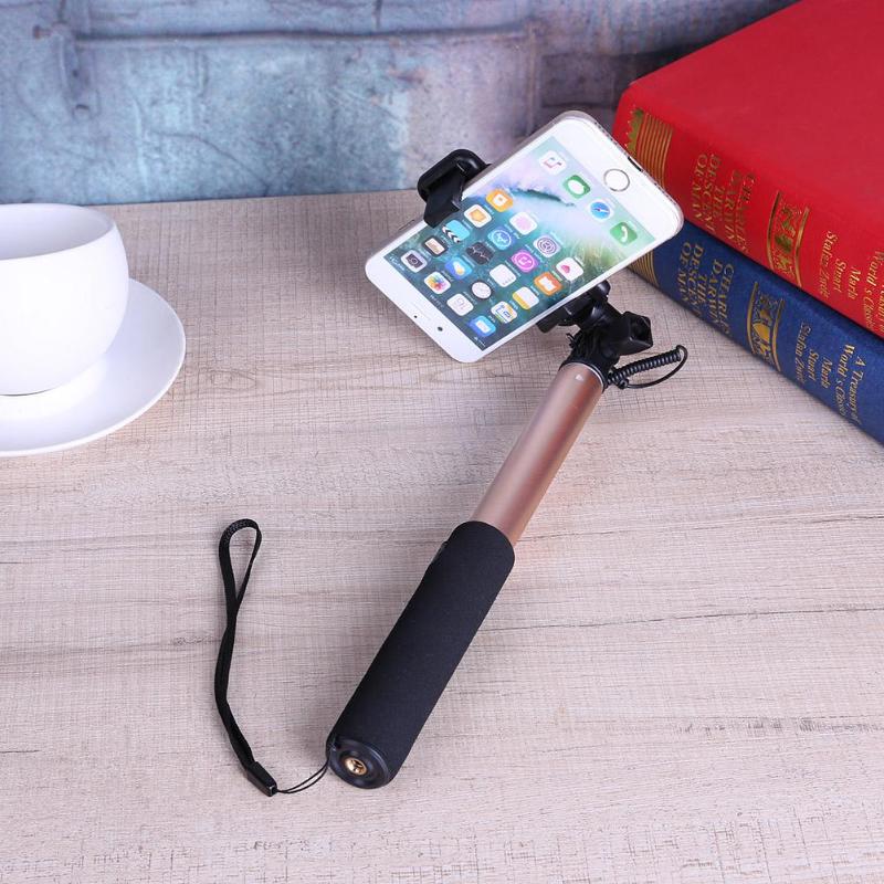 Mini Selfie Stick With Button Wired Monopod Control Self Universal For iPhone 6 Android Samsung Huawei Xiaomi Sticks With Mirror - ebowsos