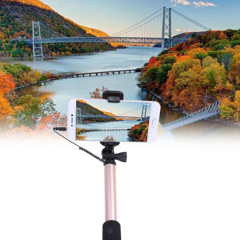 Mini Selfie Stick With Button Wired Monopod Control Self Universal For iPhone 6 Android Samsung Huawei Xiaomi Sticks With Mirror - ebowsos