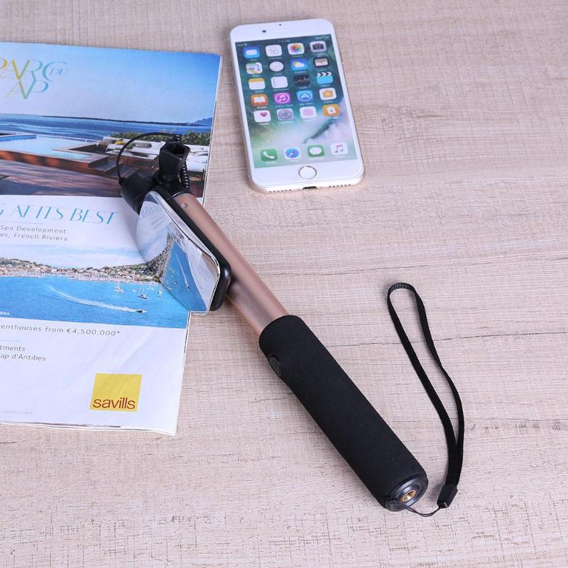 Mini Selfie Stick With Button Wired Monopod Control Self Universal For iPhone 6 Android Samsung Huawei Xiaomi Sticks With Mirror - ebowsos