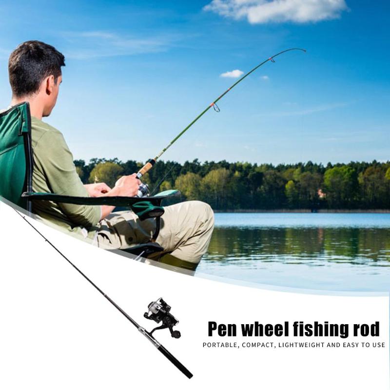 Mini Telescopic Pen Shaped Pocket Fishing Pole Outdoor Special Purpose Practical Economy Spinning Fishing Rod with Reel-ebowsos