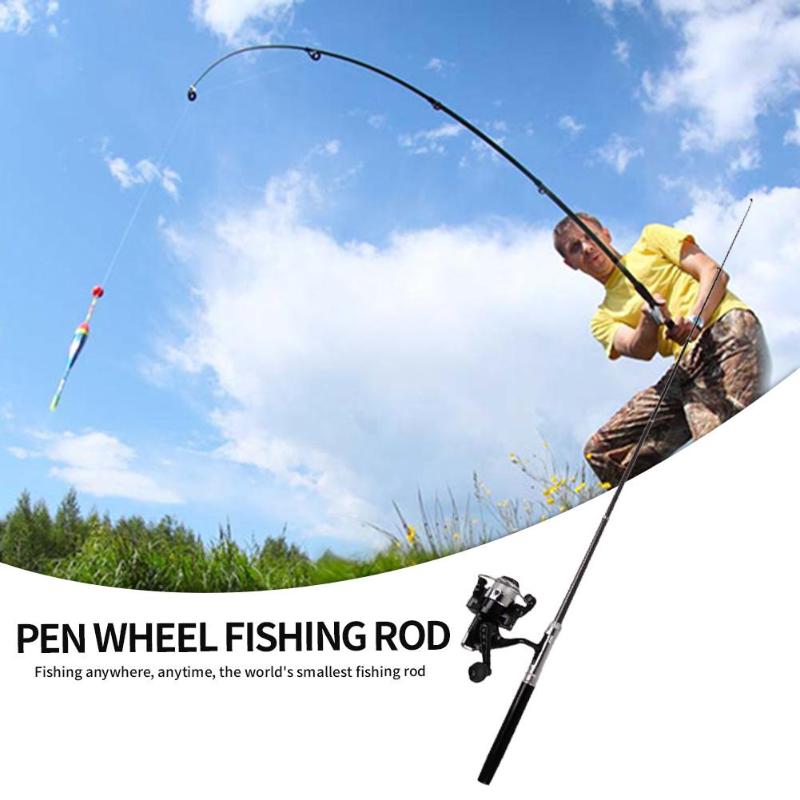 Mini Telescopic Pen Shaped Pocket Fishing Pole Outdoor Special Purpose Practical Economy Spinning Fishing Rod with Reel-ebowsos