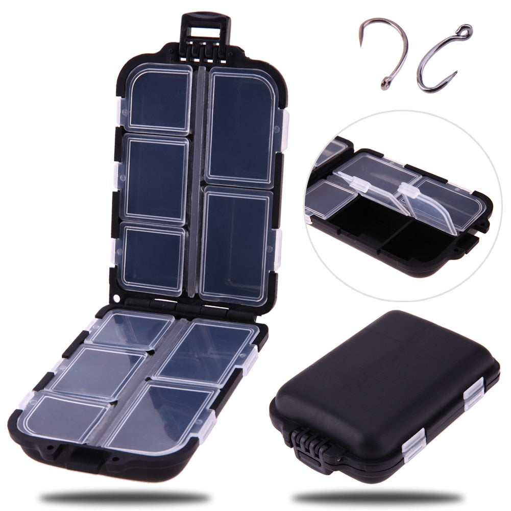 Mini fly fishing box 10 Compartments Fishing Tackle Box double sided Lure Spoon Hook Rig Bait Waterproof Hooks Lures Baits Tools-ebowsos