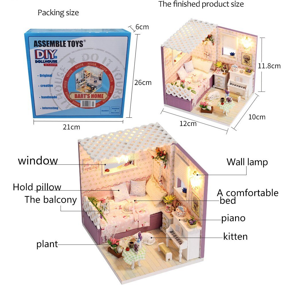 Miniature Super Mini Size Doll House Model Building Kits Furniture Toys Doll House Wooden Dollhouse Doll House Furniture Toy Set-ebowsos