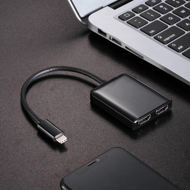 Mirror Surface USB-C HUB Adapter USB-C 3.1 Type C Male to Dual HDMI Female 4K Converter for Macbook High Quality Female Adapter - ebowsos