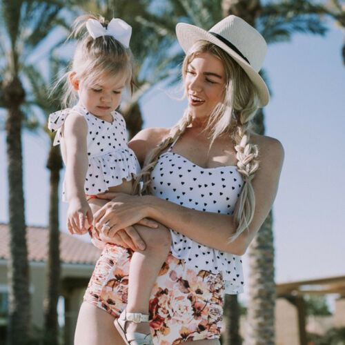 Mommy Me Family Matching Bikini Mother Daughter Set Cute Summer Swimwear Kid Women Swimsuit 2PCS - ebowsos