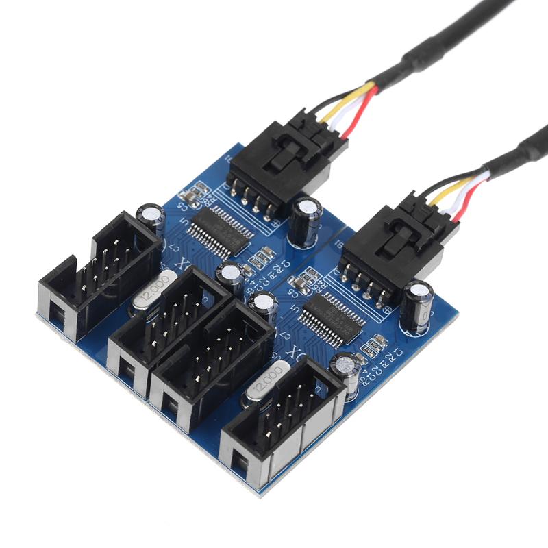 Motherboard 9 Pin USB Header Male 1 to 4 Female Extension Cable Card Desktop USB2.0 HUB Connector Adapter 9 pin Port Multilier - ebowsos
