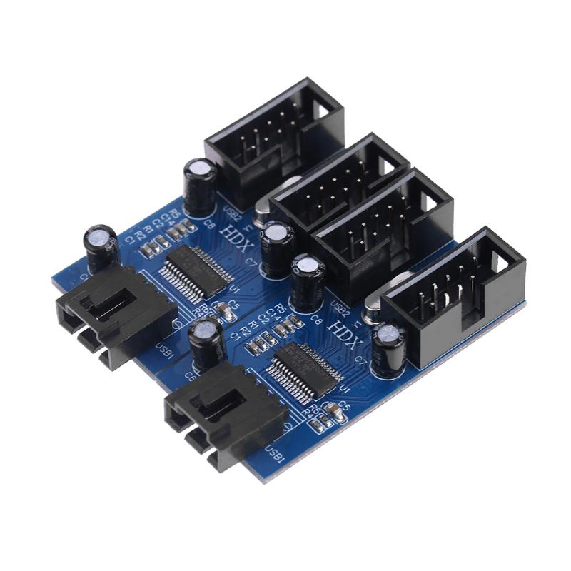 Motherboard 9 Pin USB Header Male 1 to 4 Female Extension Cable Card Desktop USB2.0 HUB Connector Adapter 9 pin Port Multilier - ebowsos