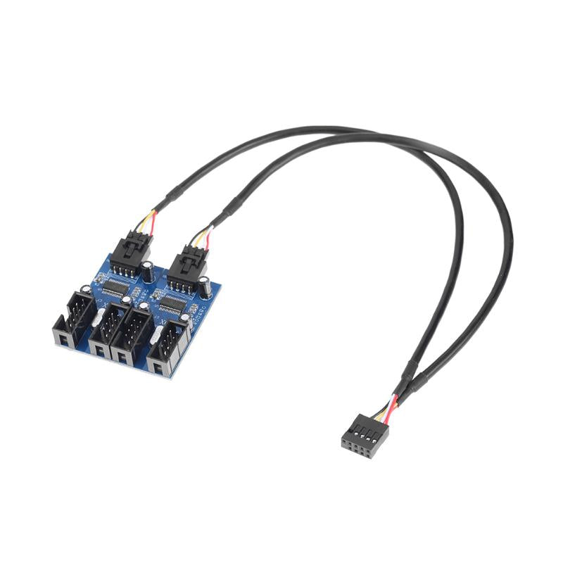 Motherboard 9 Pin USB Header Male 1 to 4 Female Extension Cable Card Desktop USB2.0 HUB Connector Adapter 9 pin Port Multilier - ebowsos