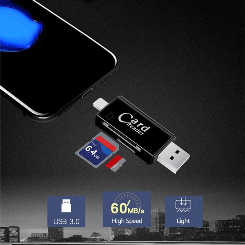 Multi-function High Speed USB 3.0 OTG Card Reader Support for SD /TF Card for iPhoneX/8 Mobile Phone For iPad - ebowsos
