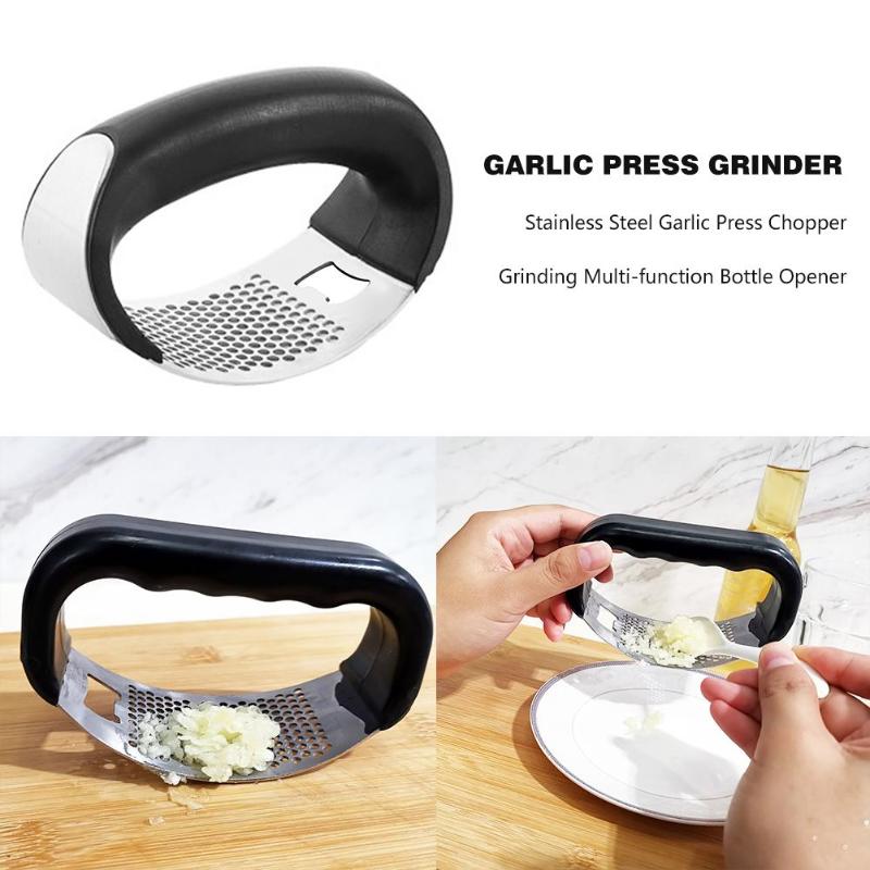 Multi-function Manual Garlic Presser Curved Garlic Grinding Slicer Chopper Stainless Steel Garlic Presses Cooking Gadgets Tool - ebowsos