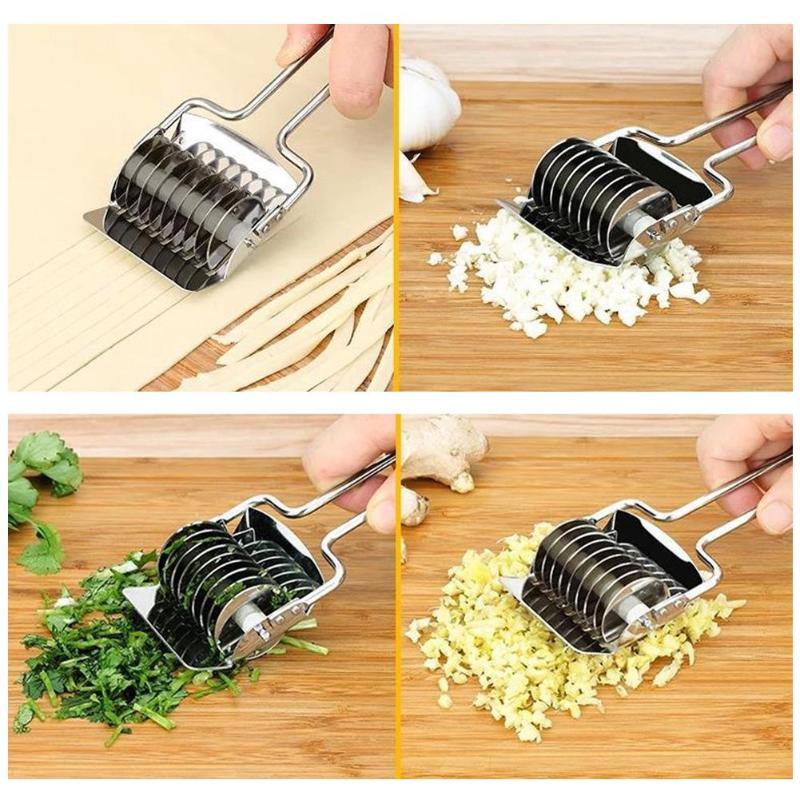 Multi-function Stainless Steel Roller Cutter Shredder Spice Noodles Slicer - ebowsos
