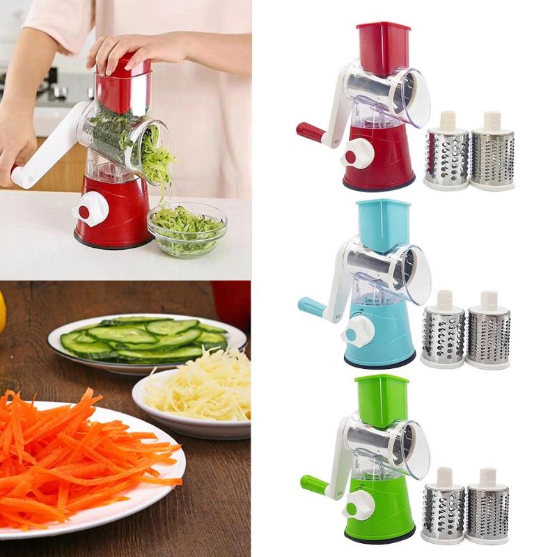 Multi-functional Manual Rotating Grater Round Slicers Chopper Vegetable Fruit Cutter Kitchen Tool Food Processors - ebowsos