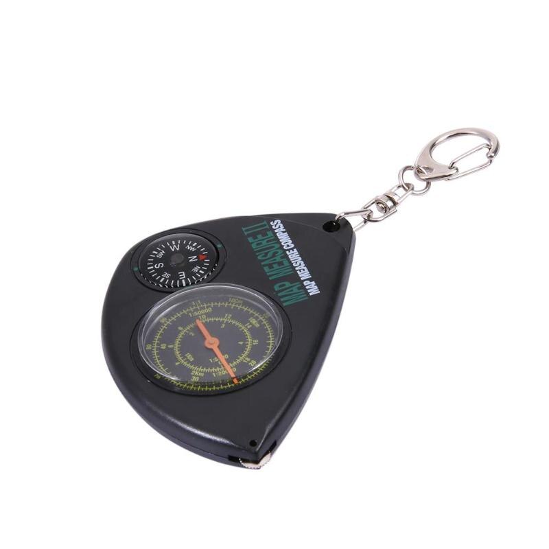 Multifunctional 2 in 1 Compass+Map Measurer Curvimeter Keychain for Outdoor Hiking Camping-ebowsos