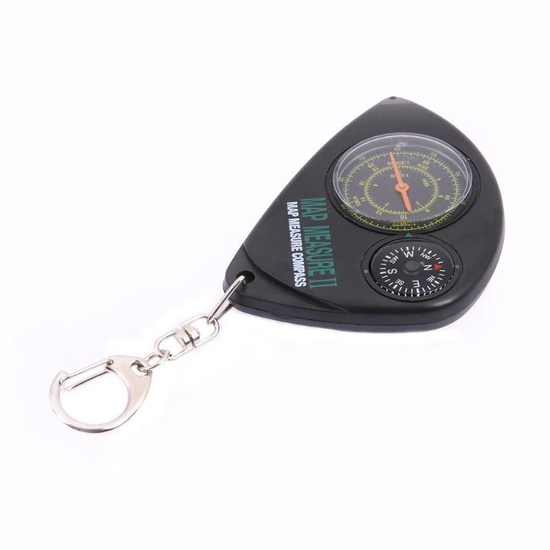 Multifunctional 2 in 1 Compass+Map Measurer Curvimeter Keychain for Outdoor Hiking Camping-ebowsos